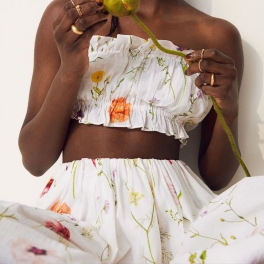 NWT H&M Floral Meadow Draped Tube Top M/L